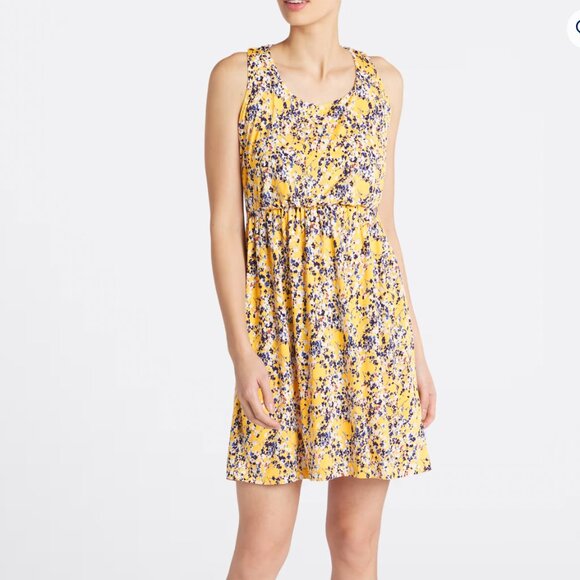 NEW Yellow Floral Mini Sleeveless Sundress Sz Small - Picture 1 of 9